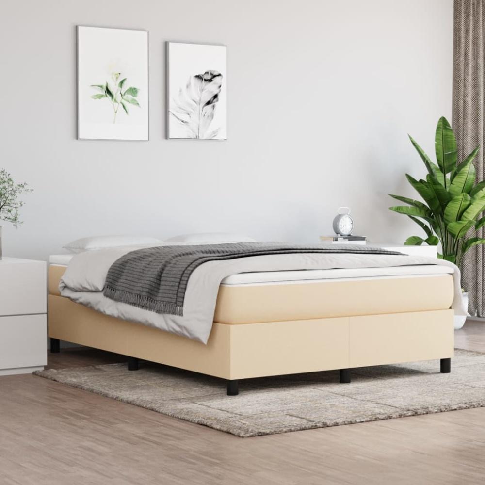 vidaXL Boxspringbett mit Matratze Creme 140x190 cm Stoff, Härtegrad: H2 [3144420] Bild 1