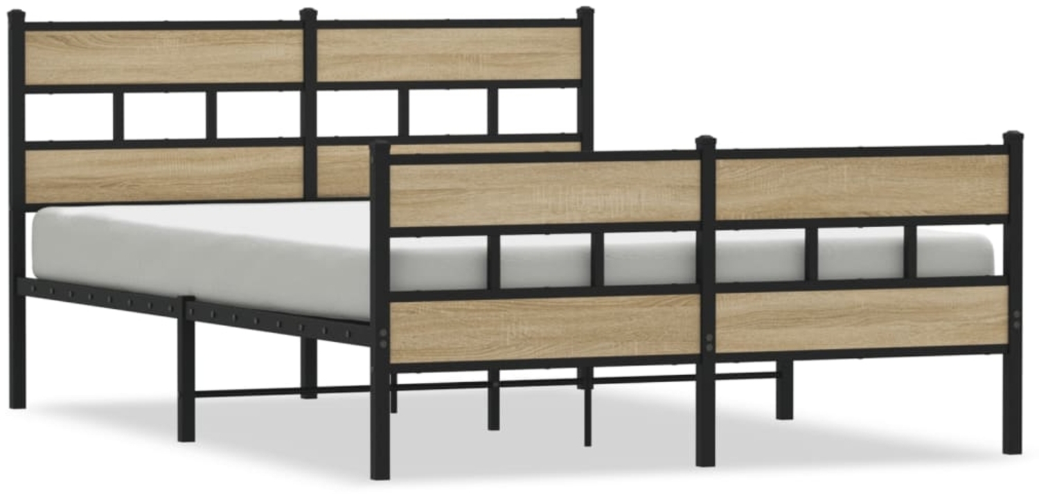vidaXL Metallbett ohne Matratze Sonoma-Eiche 140x200 cm 4017121 Bild 1