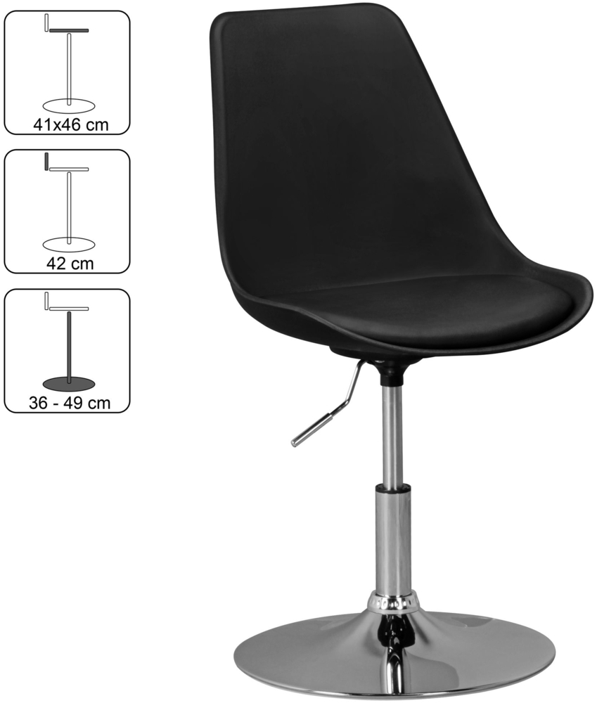 Amstyle 'KORSIKA' Stuhl drehbar aus Kunstleder & Metall, 76 x 46 x 46 cm, Schwarz Bild 1