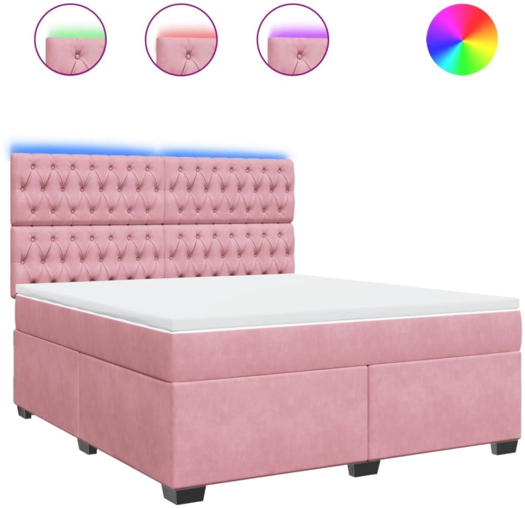 vidaXL Boxspringbett mit Matratze Rosa 180x200 cm Samt 3293289 Bild 1