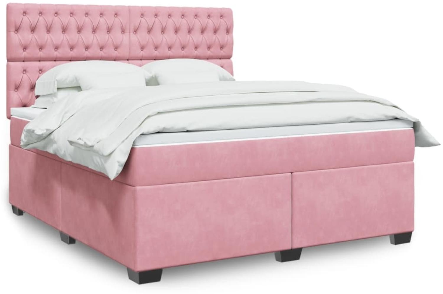 vidaXL Boxspringbett mit Matratze Rosa 180x200 cm Samt 3293289 Bild 1