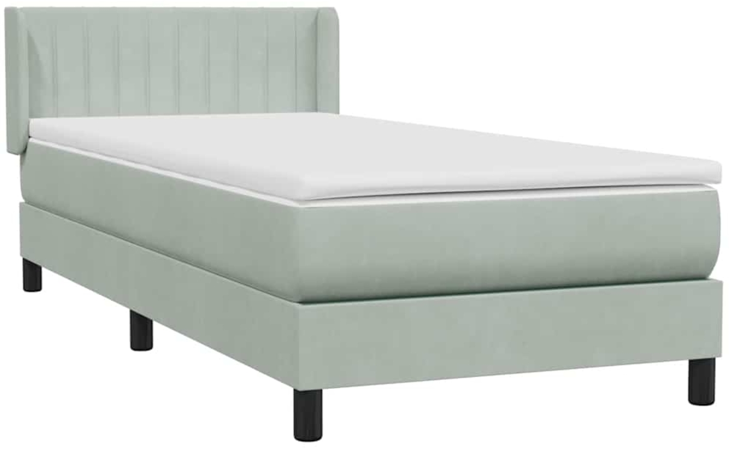 vidaXL Boxspringbett mit Matratze Hellgrau 90x220 cm Samt 3318309 Bild 1