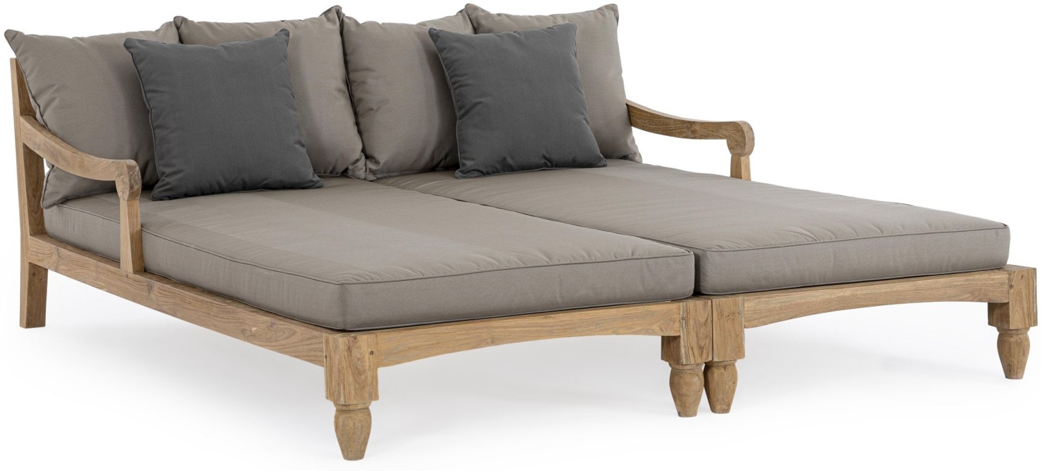 Daybed Bali aus Teakholz, Grau Bild 1