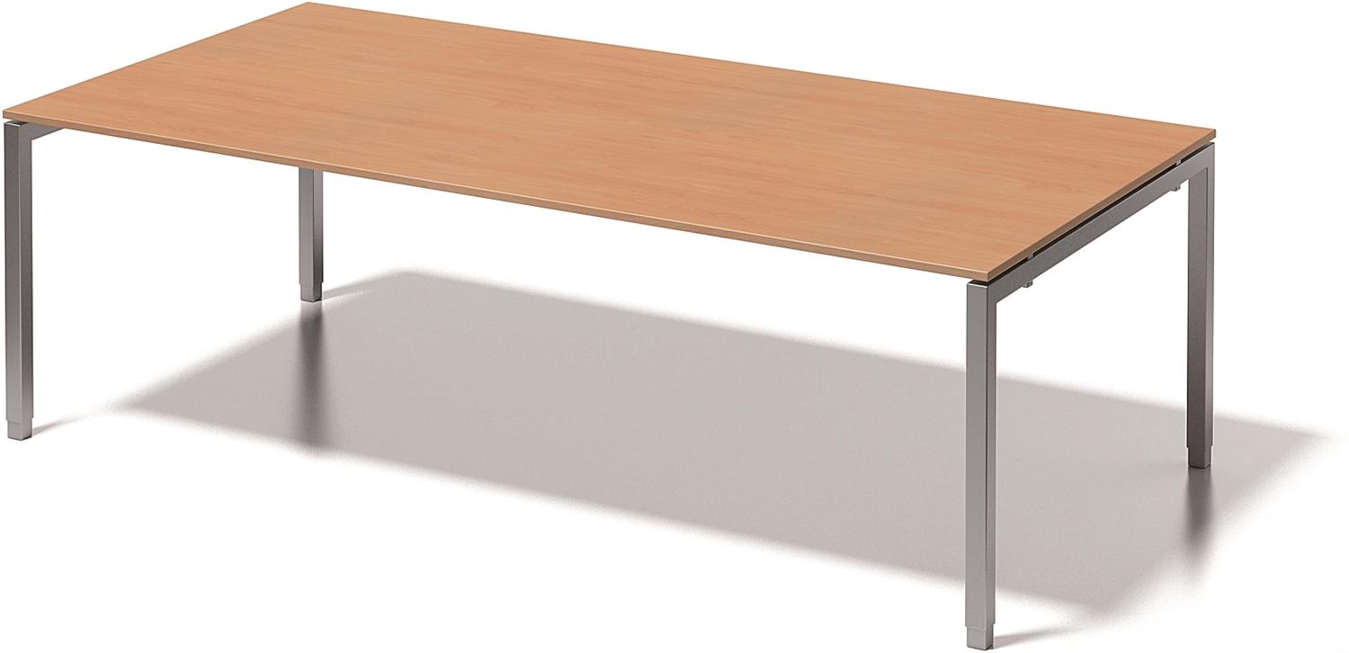 Cito Chefarbeitsplatz/Konferenztisch, 650-850 mm höheneinstellbares U-Gestell, H 19 x B 2400 x T 1200 mm, Dekor buche, Gestell silber Bild 1