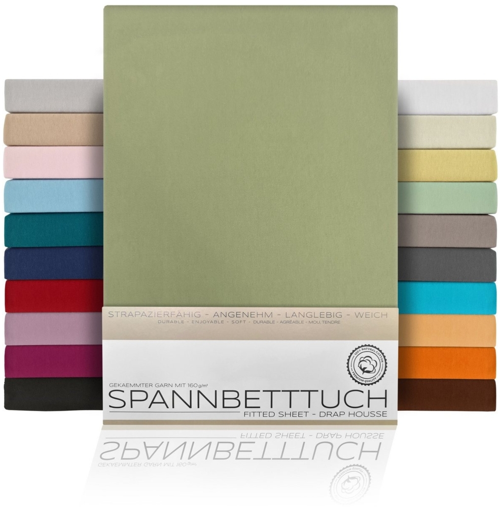 Beautex Spannbettlaken Spannbetttuch Bettlaken aus gekämmter Baumwolle Premium Jersey 160g/m², Jersey, Gummizug: rundum, (1 Stück) Bild 1