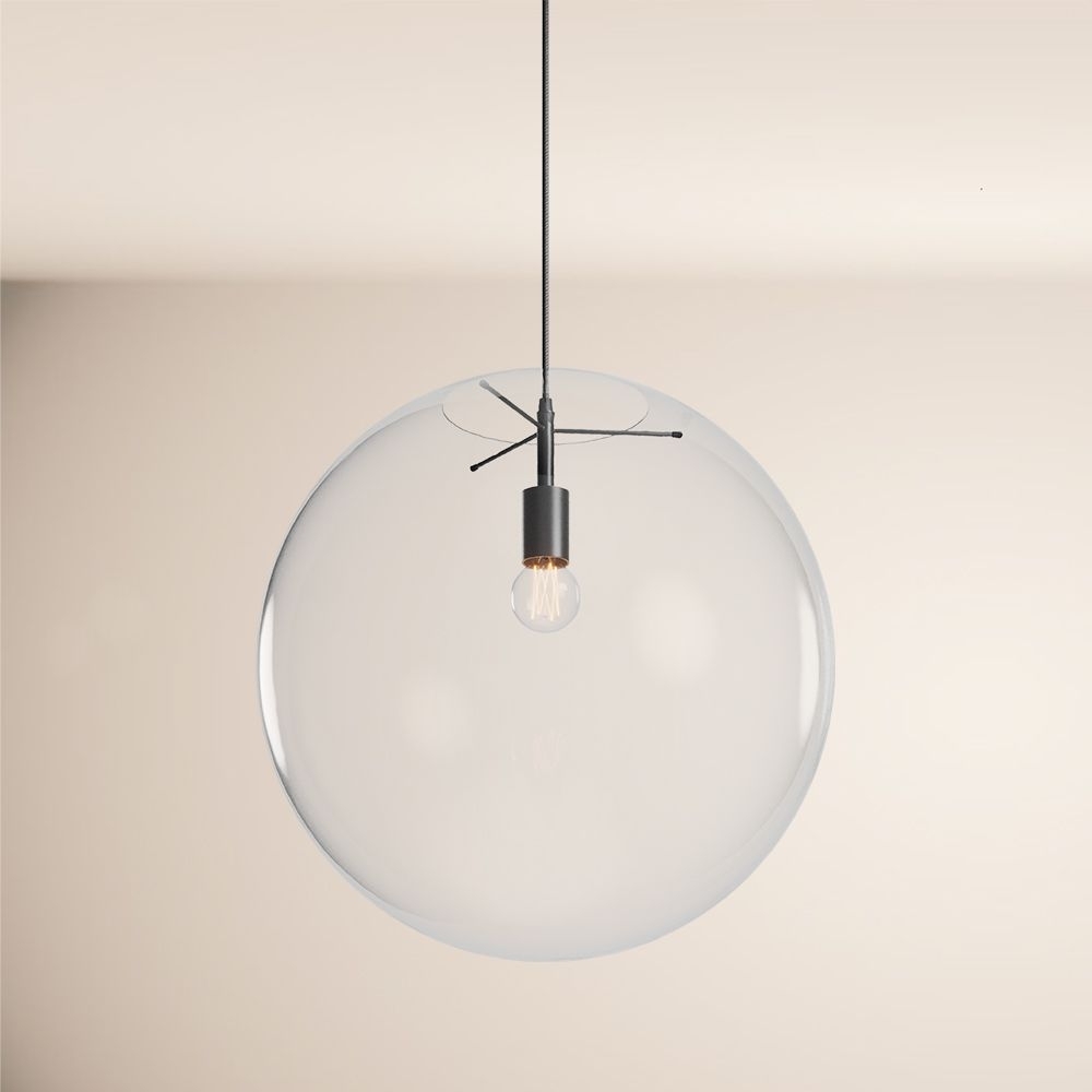 s.luce Orb Glaskugel Galerieleuchte 500cm Aufhängung Schwarz Klar Ø 40cm Bild 1