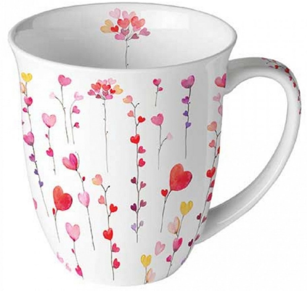 Ambiente Luxury Paper Products Becher Herzen, Mug, Rose, Sommer, Blumen, Pflanzen, Kollektion, Porzellan Tasse, Herze, Liebe Motiv, Geburtstag, Hochzeit, Valentinstag, Muttertag, Geschenke Bild 1