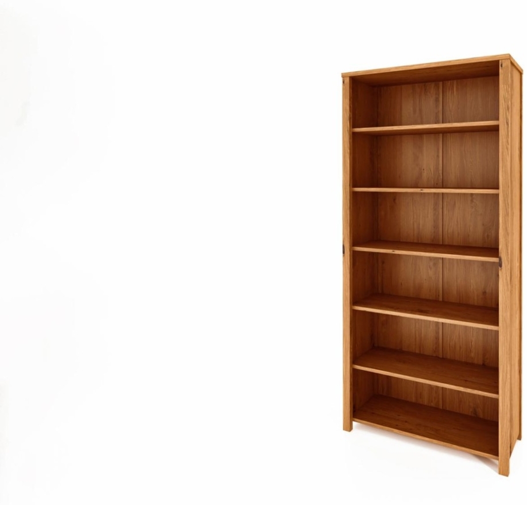 Bücherregal Tinci aus Wildeiche massiv 100x36x212 mit 6 Fächern und Holzbeinen Bild 1