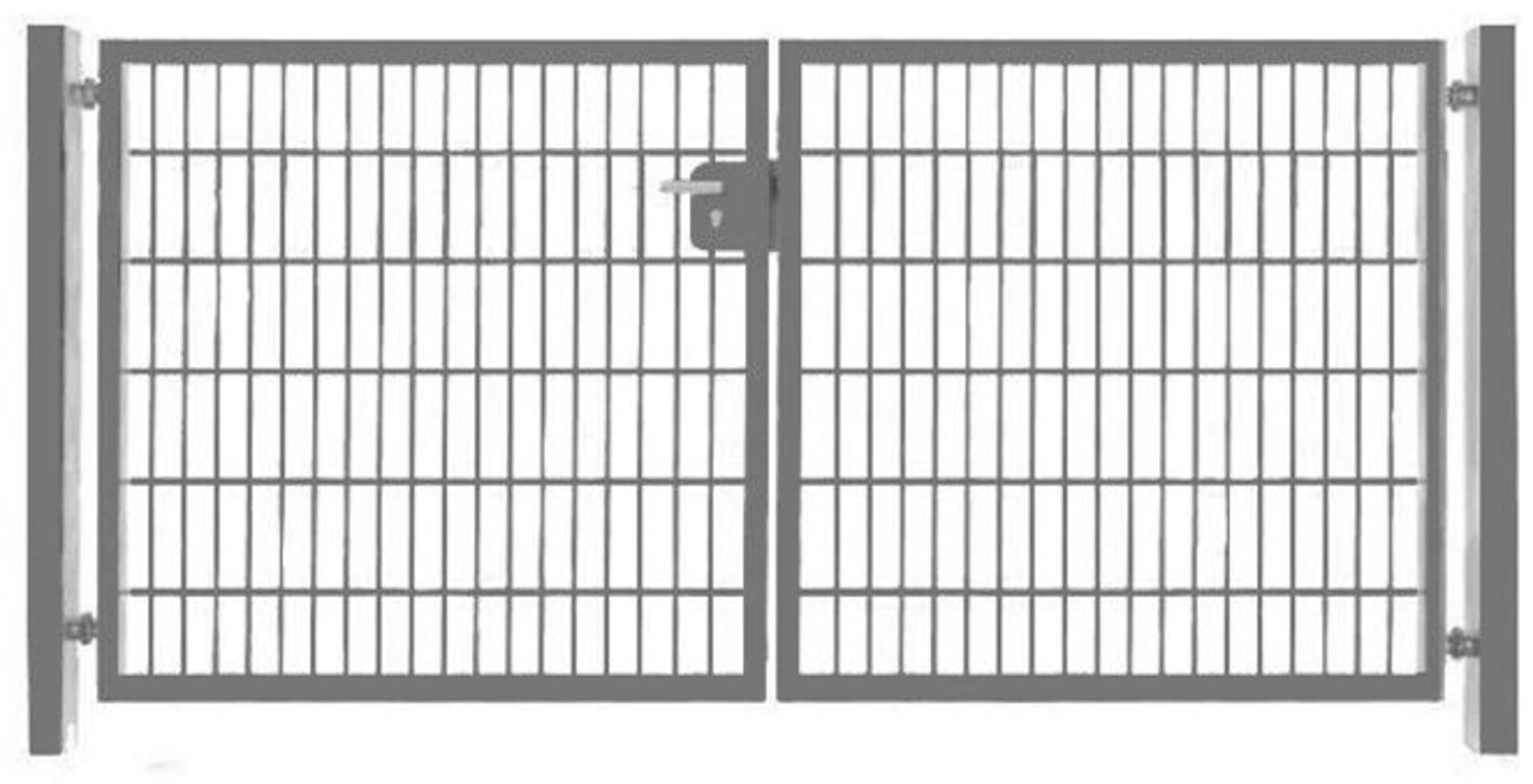 Elektrisches Einfahrtstor Basic (2-flügelig) symmetrisch Verzinkt Breite 400cm x Höhe 200cm 8 / 6 / 8 mm Bild 1