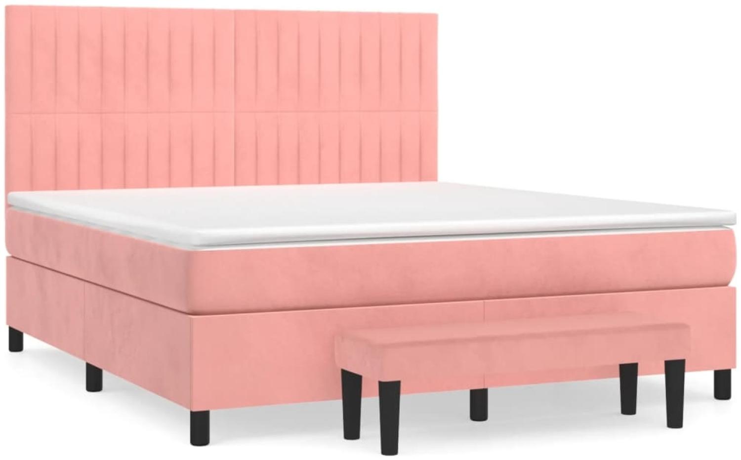 vidaXL Boxspringbett mit Matratze Rosa 160x200 cm Samt 3137976 Bild 1