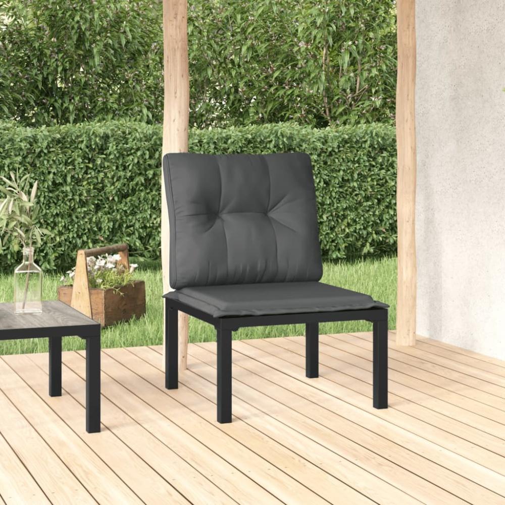 vidaXL Gartenstuhl mit Kissen Schwarz und Grau Poly Rattan 362798 Bild 1