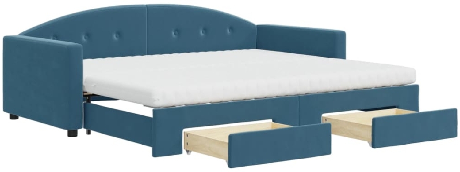 vidaXL Tagesbett Ausziehbar mit Schubladen Blau 90x200 cm Samt 3197372 Bild 1