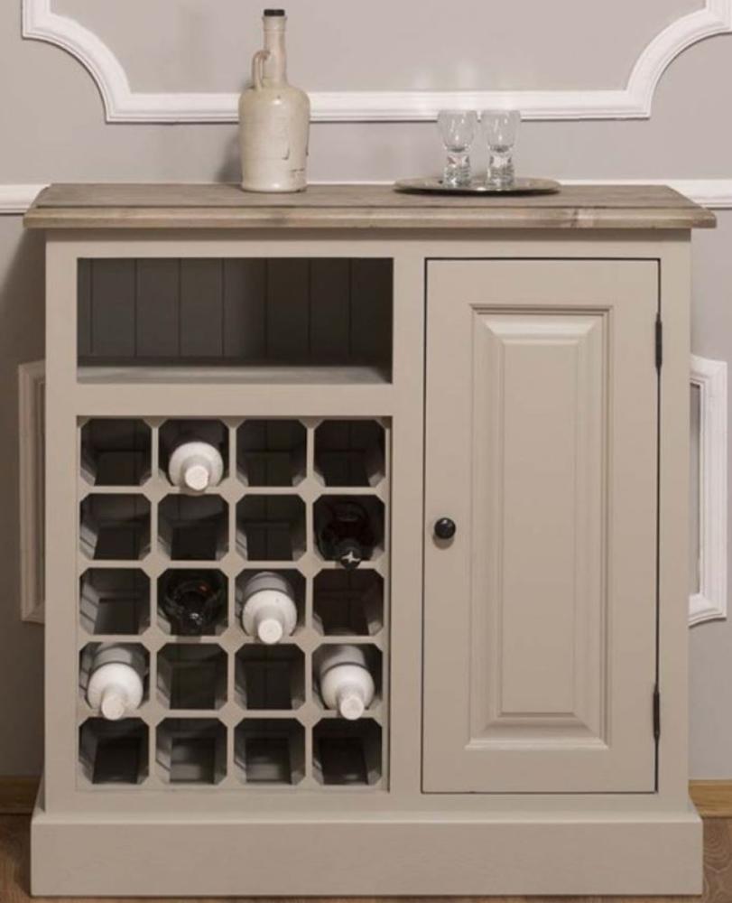 Casa Padrino Landhausstil Weinschrank mit Tür Beige / Naturfarben 90 x 41 x H. 90 cm - Landhausstil Möbel Bild 1