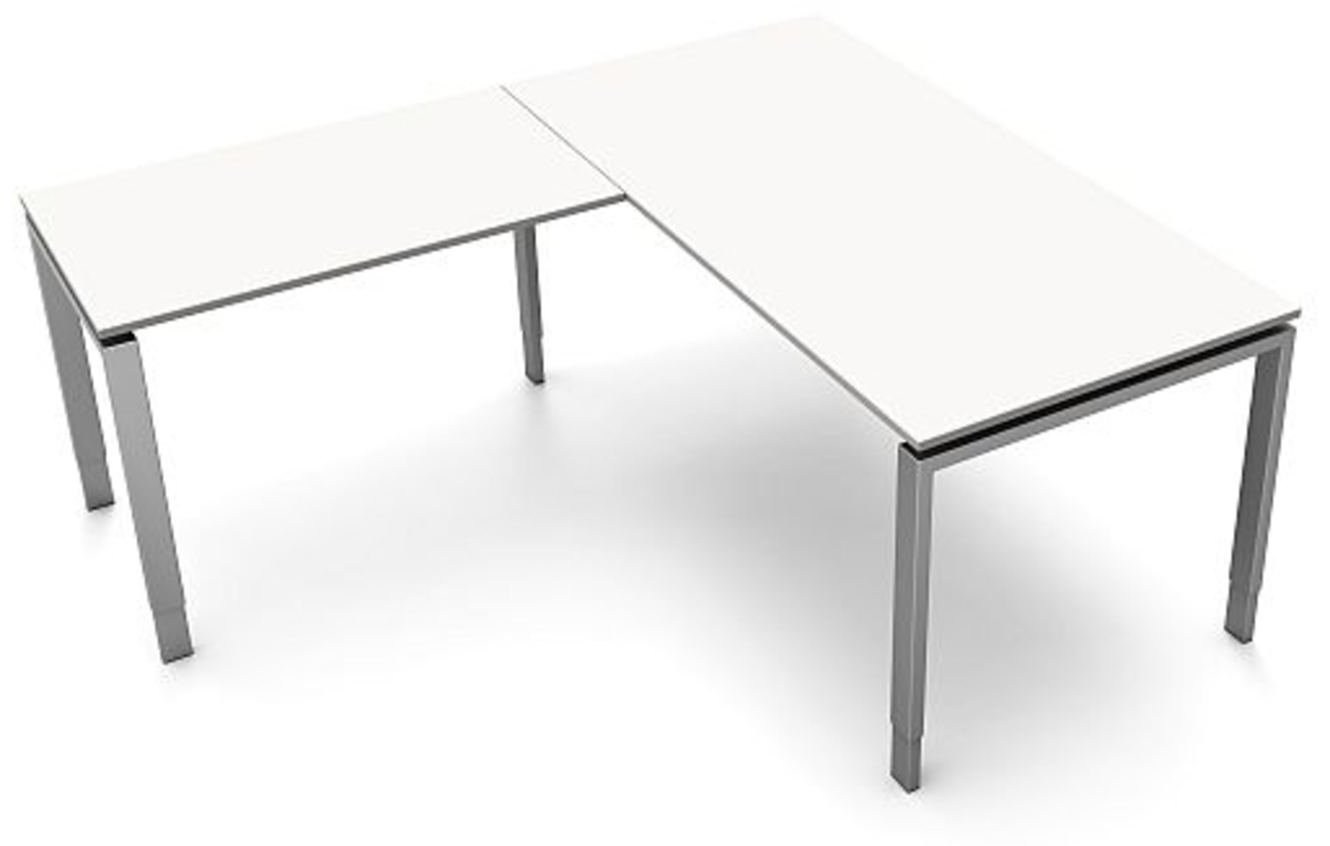 Kerkmann Schreibtisch 4139 Form 5 160x80x68-82 cm Vierfuß-Gestell höhenverstellbar mit Anbautisch Weiß Bild 1