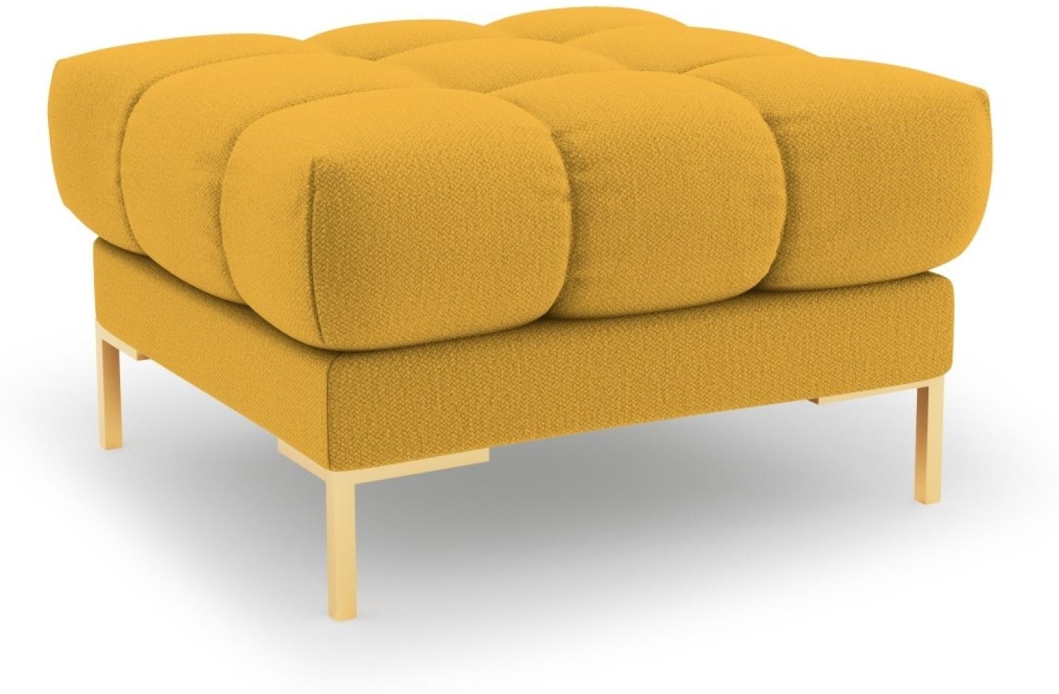 Micadoni Pouf Hocker Mamaia | Bezug Yellow | Beinfarbe Gold Metal Bild 1