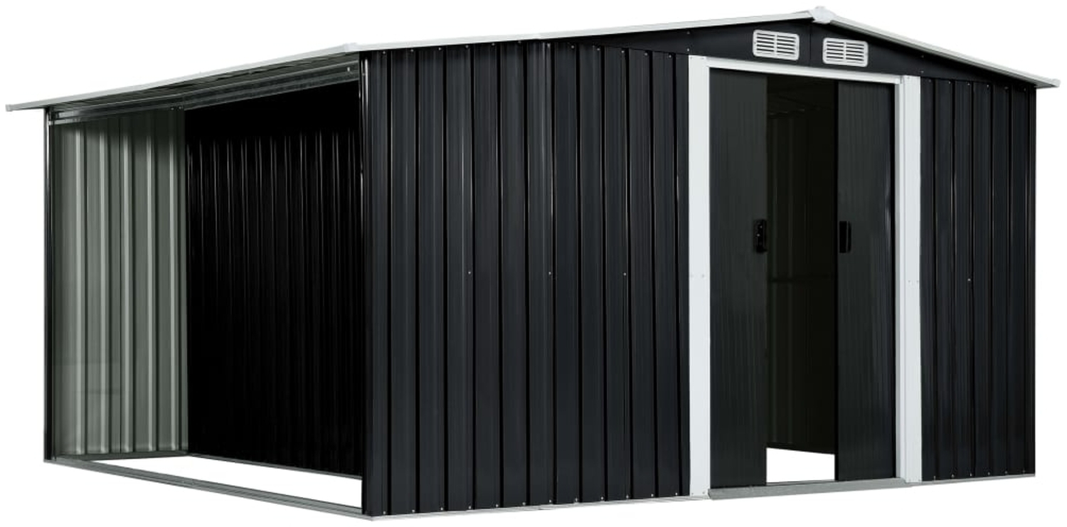 vidaXL Gerätehaus mit Schiebetüren Anthrazit 329,5×312×178 cm Stahl 144024 Bild 1