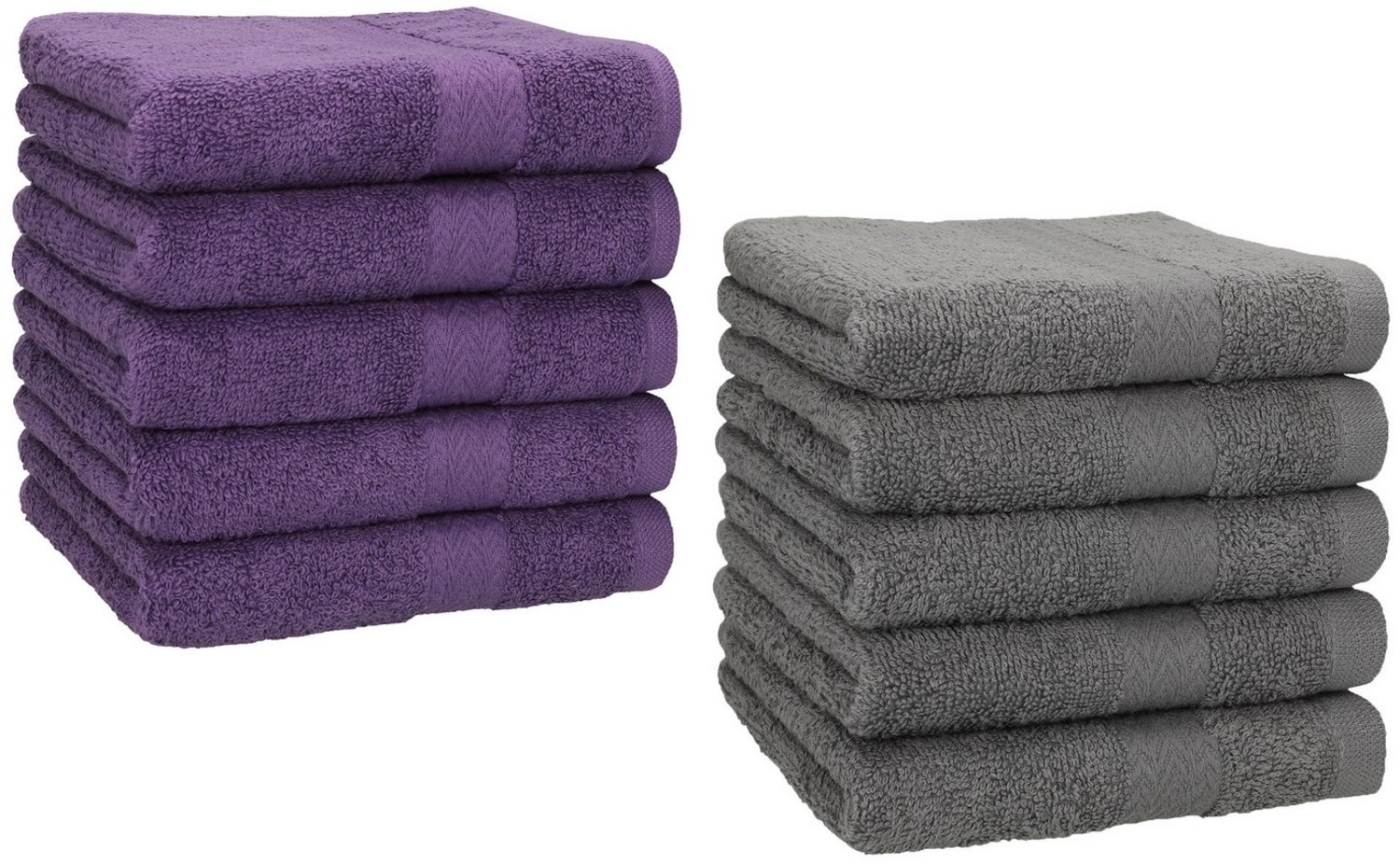Betz Gästehandtücher 10 Stück Gästetuch Set Premium 30x50 cm Farbe lila und anthrazit, 100% Baumwolle (Set, 10-St) Bild 1