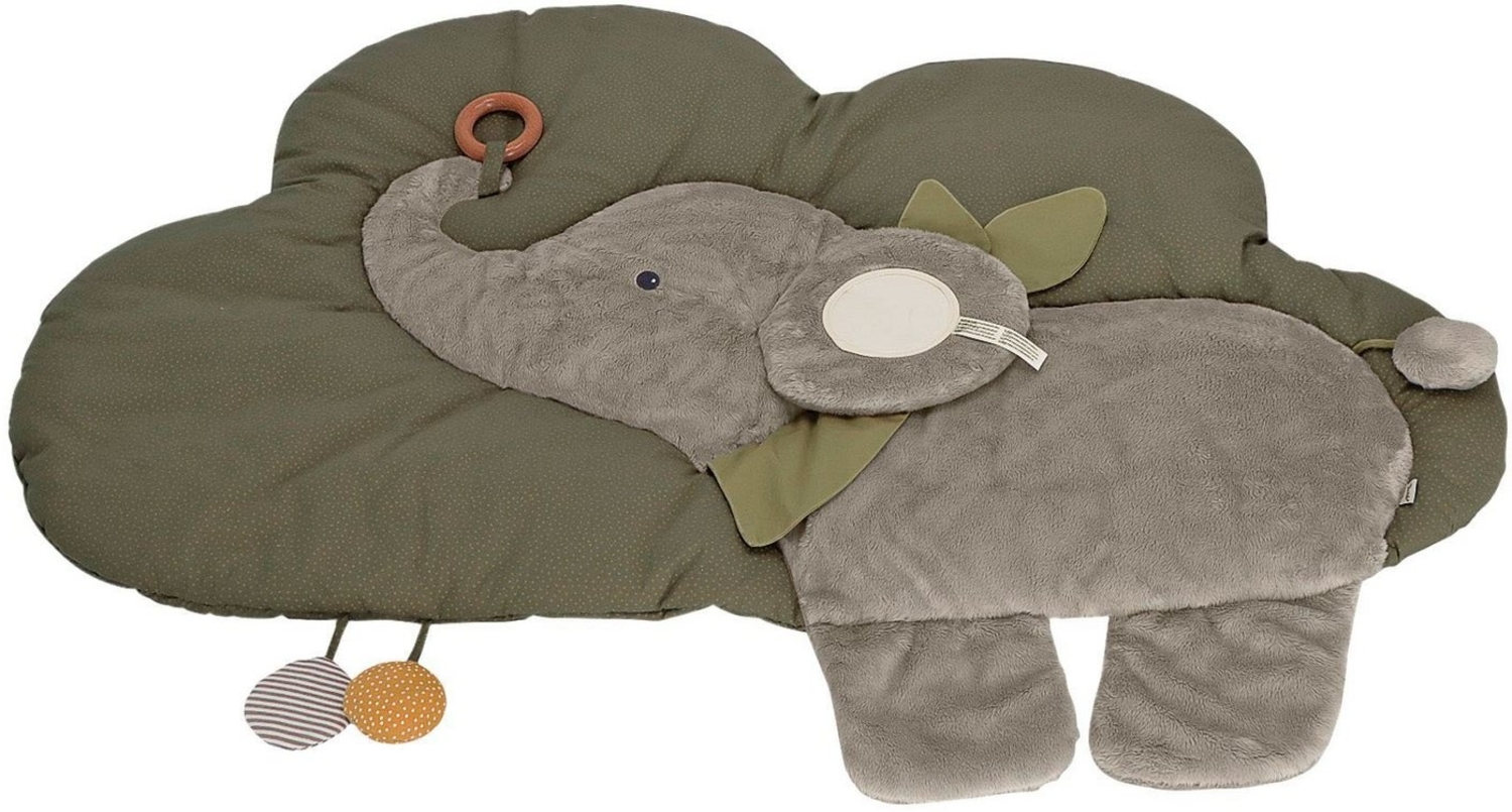 Sterntaler Baby Unisex Krabbeldecke Wolkenform Elefant Eddy - Schlafteppich, Spielmatte aus Flauschstoff, Spieldecke - grau Bild 1