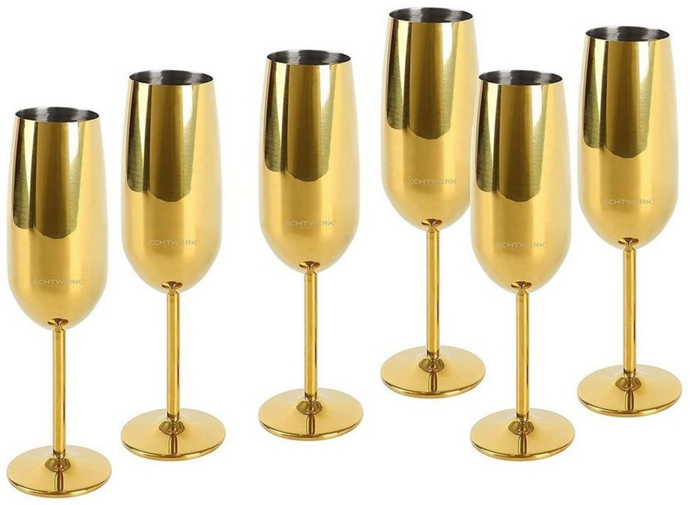 ECHTWERK Glas Sekt-/Champagnerkelch, Edelstahl, Unzerbrechliche Gläser für Hochzeit/Outdoor/Picknick, 6-tlg Bild 1