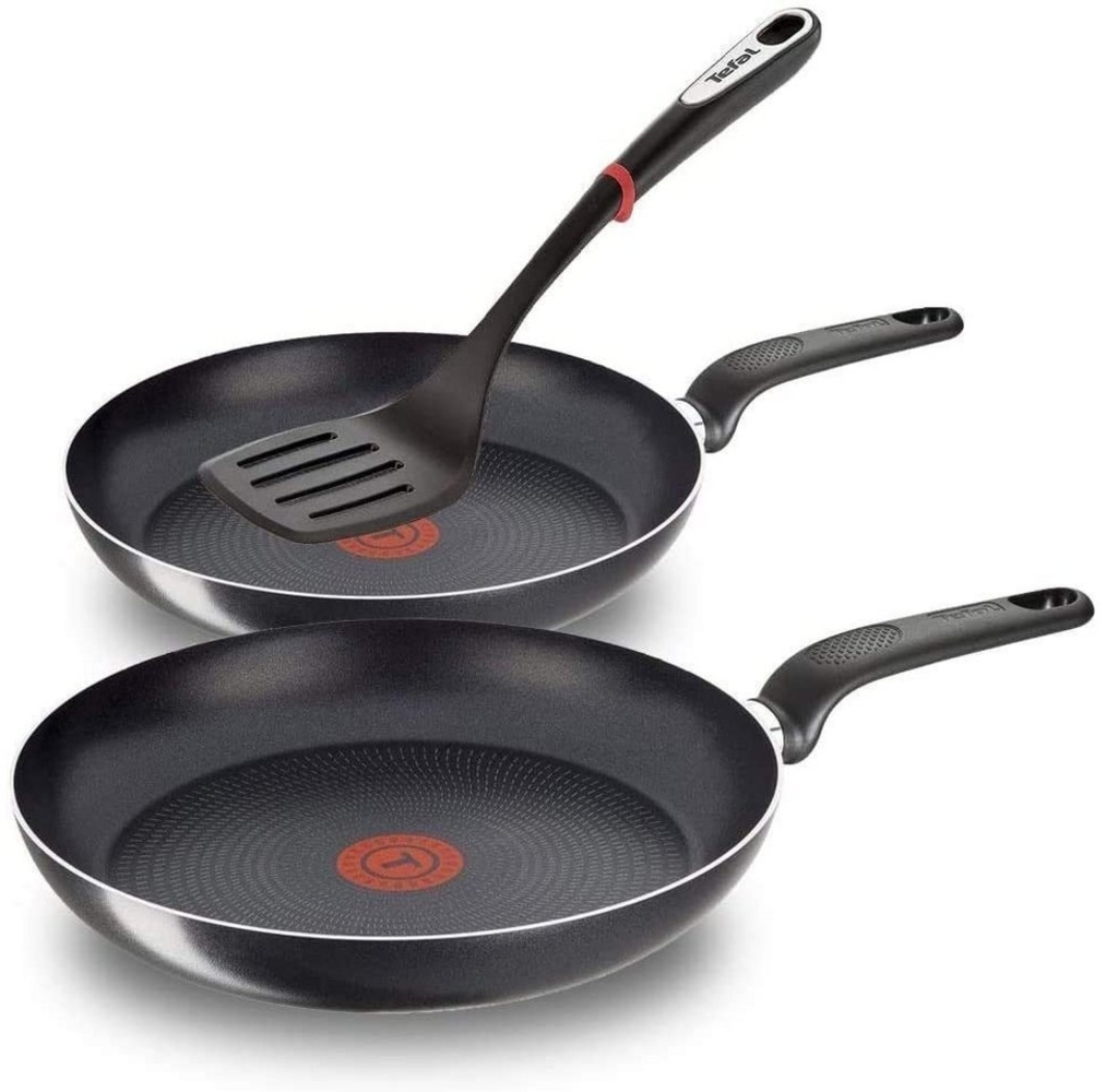 Tefal Pfannen-Set B3140 Simple-Cook, Aluminium (Set, 3-tlg, 3-teilig Set, 3-tlg, 24 + 28 cm Pfanne + Pfannenwender), integrierte Temperaturanzeige, nicht Induktionsfähig Bild 1