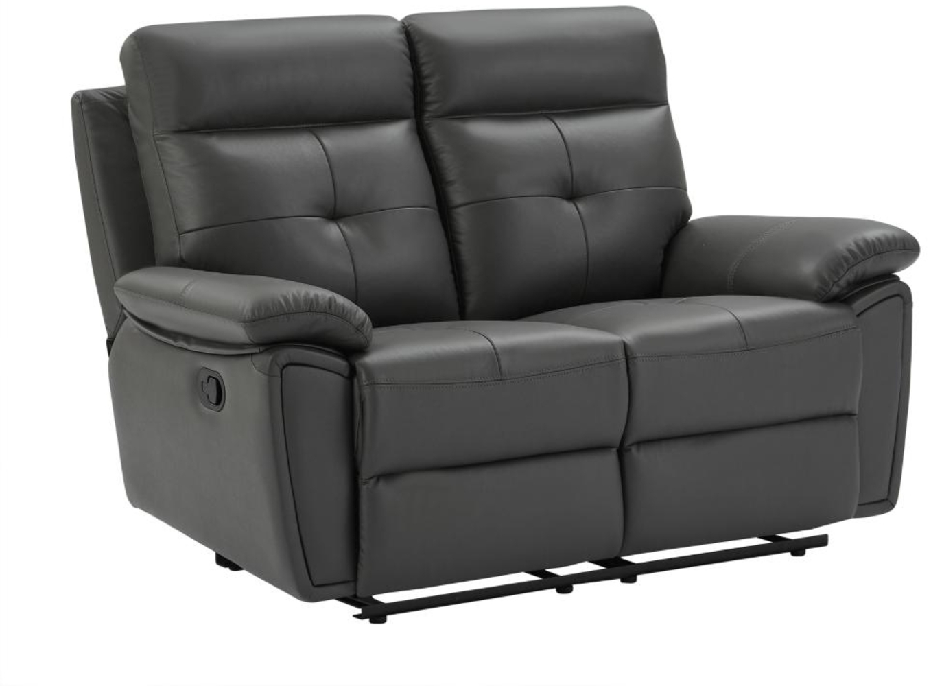 Vente-unique - Relaxsofa 2-Sitzer - Leder- Grau - VINETA Bild 1