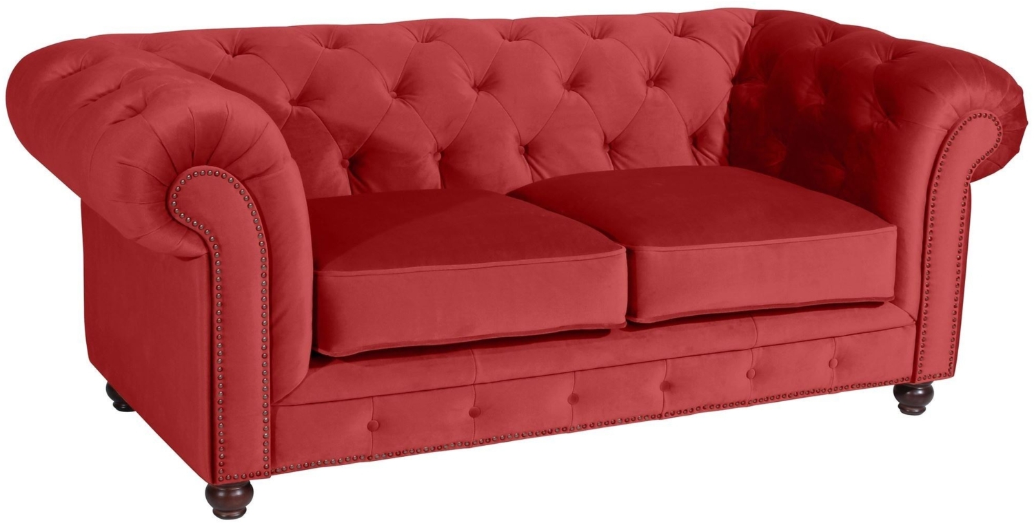 Sofa 2-Sitzer Kathe Bezug Samtvelours Buche nussbaum dunkel / ziegel 22512 Bild 1