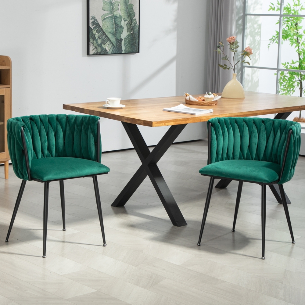 LVHOM Esszimmerstuhl 2er Set mit runden Rückenlehne, Wohnzimmerstuhl aus Samt, Polsterstuhl Wohnzimmerstuhl, schwarzem Gestell Küchenstuhl 2St Bild 1