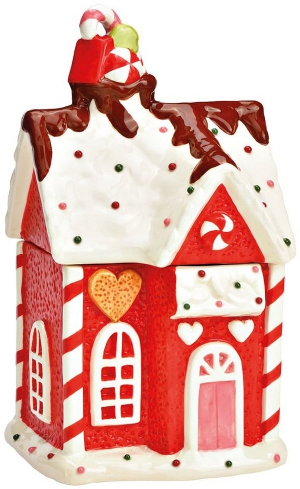 matches21 HOME & HOBBY Vorratsdose Weihnachtliche Aufbewahrungsdose mit Lebkuchenhaus, in 14x13 cm, Keramik, (1-tlg), Festliche Keramikdose für weihnachtliche Leckereien Bild 1