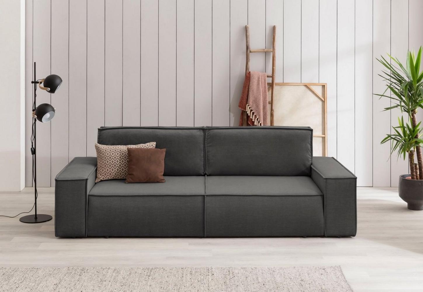 Home affaire 3-Sitzer SHERWOOD Schlafsofa (257cm) Cord, Samtvelours, Vintage-Lederoptik, Schlaffunktion mit Bettkasten (ca. 136/200cm) Bild 1