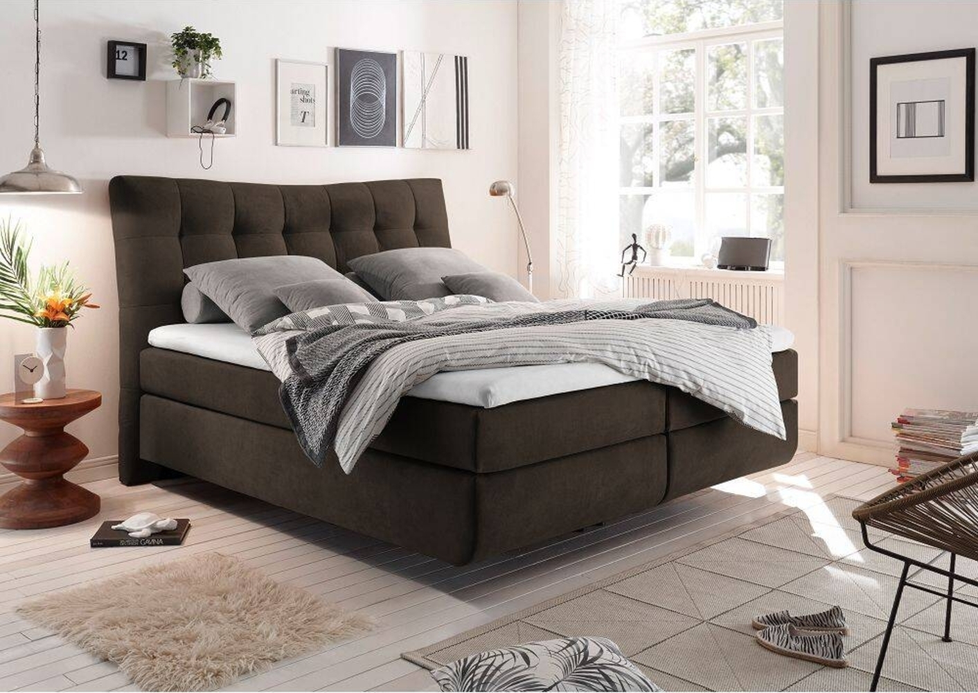 Boxspringbett 180x200 cm MALIBU-09 in Soro 24 stone Bild 1