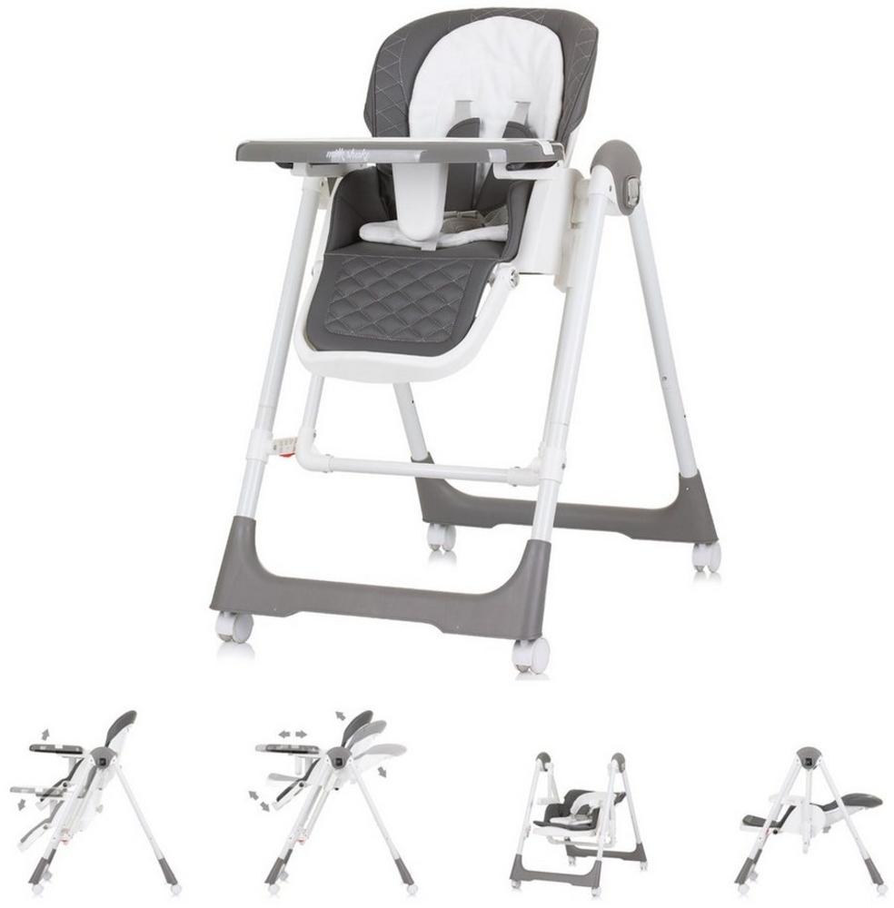 Chipolino Kinderhochstuhl 2 in 1 Milk Shake, verstellbar, Babyschaukel, Räder dunkelgrau Bild 1