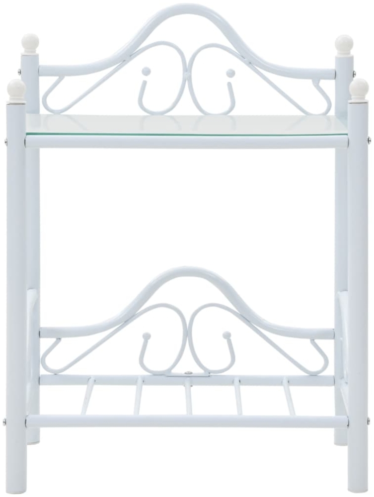 vidaXL Nachttisch Stahl und Hartglas 45x30,5x60 cm Weiß 246728 Bild 1
