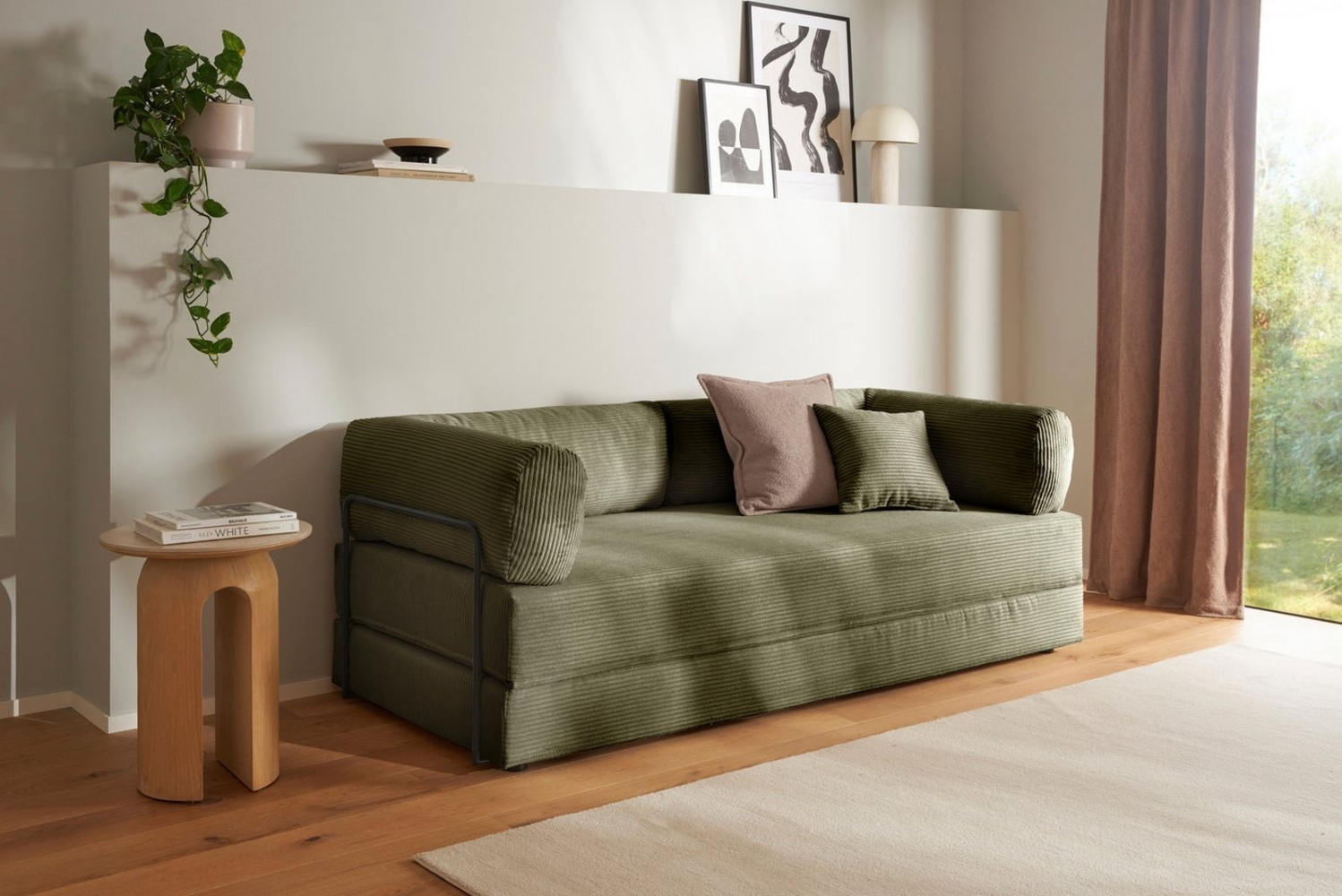 homsy by Ana Johnson Schlafsofa Folda, Dauerschläfer, Breite 206 cm, Liegefläche 181x198 cm, mit Bett-/Schlaffunktion, inkl. 1x Zierkissen, Tonnentaschenfederkern Bild 1