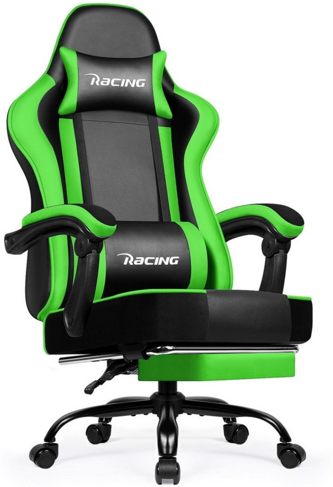 Hiazurm Gaming-Stuhl Gaming Stuhl, Bürostuhl Ergonomisch, Gaming Chair (Gaming Sessel Gepolstert mit Fußstütze,Klappbare gepolsterte Armlehnen, Gamer Stuhl Wippfunktion,Gaming Stuhl 150 kg Belastbarkeit), Bürostuhl Chefsessel Wippfunktion bis zu 170 Bild 1