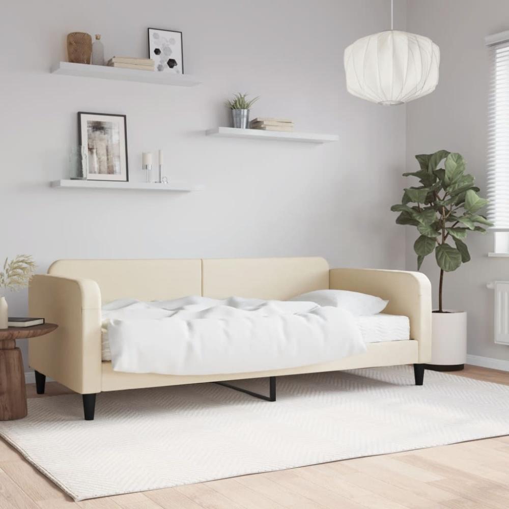 vidaXL Tagesbett mit Matratze Creme 90x200 cm Stoff 3196802 Bild 1