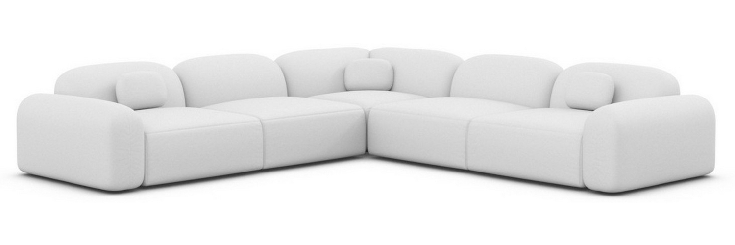 Ecksofa Barcelona mit Zierkissen, Kunstleder, Weiß, Rechts Bild 1