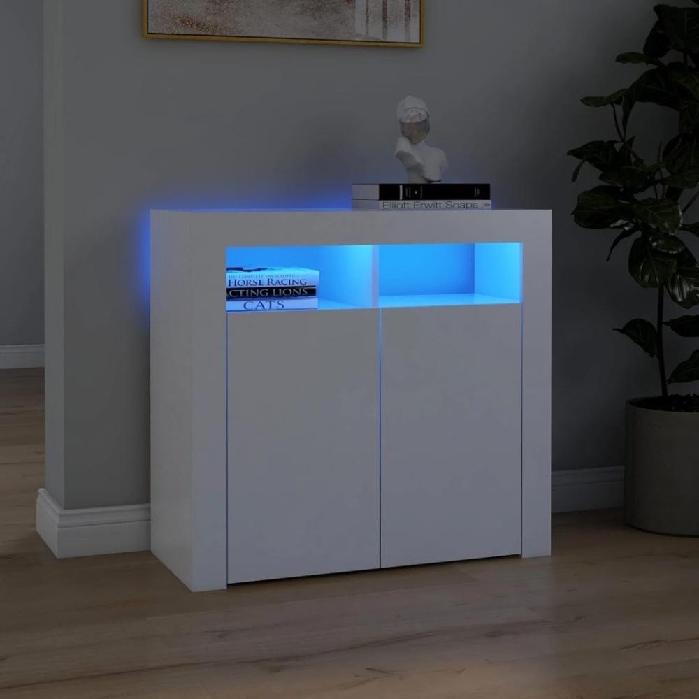 vidaXL Sideboard mit LED-Leuchten Weiß 80x35x75 cm 804328 Bild 1