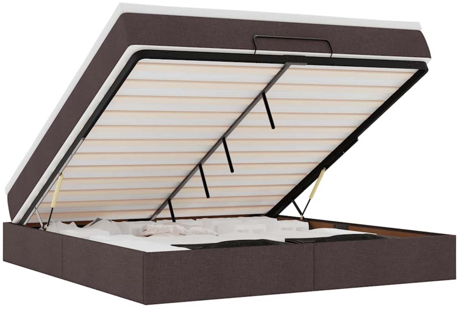 vidaXL Ottoman-Bett mit Matratze Dunkelbraun 160x200 cm Stoff 3311123 Bild 1