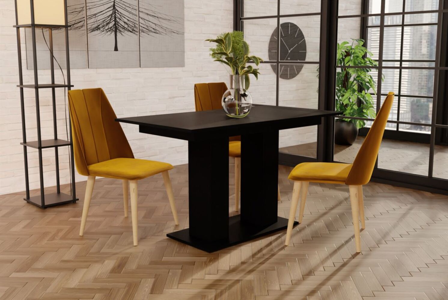 Esstisch Auszugstisch DANTE 130-170x80 cm in Schwarz Matt Bild 1