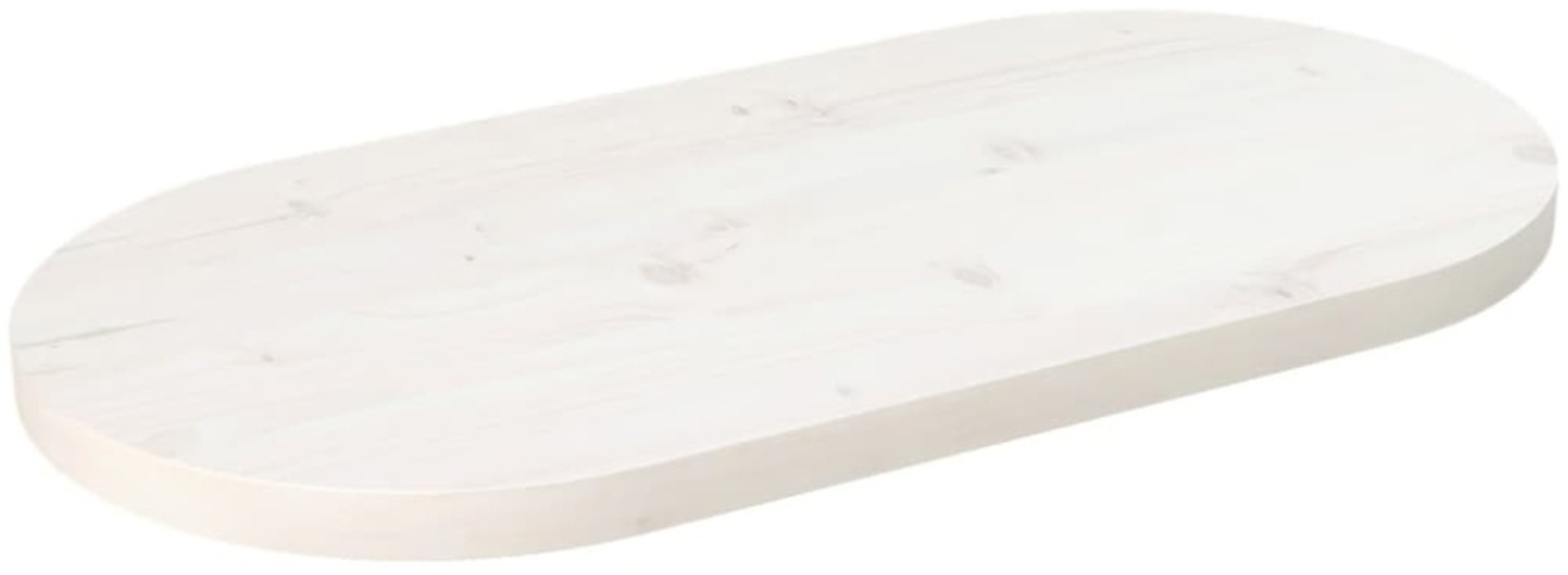 vidaXL Tischplatte Weiß 60x30x2,5 cm Massivholz Kiefer Oval Bild 1