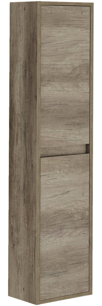 Dmora Säulenschrank Aladin, 2-türiger Badezimmerschrank, Hängewandschrank, moderner Mehrzweckschrank, 30x26h140 cm, Eiche Bild 1