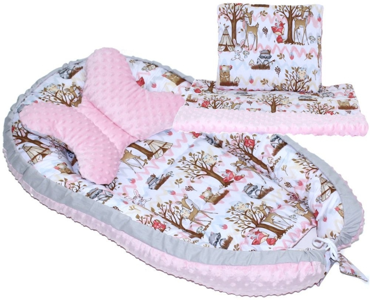 Primawela Bettnestchen Baby MINKY Nestchen Kokon Kuschelnest Kissen Decke Schmetterlingkissen Bild 1