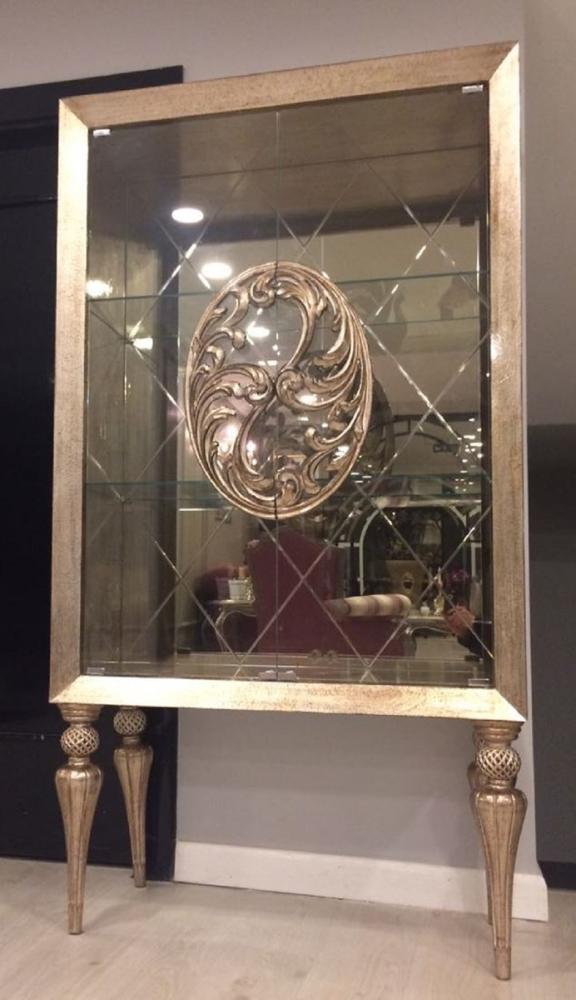 Casa Padrino Luxus Barock Vitrine Antik Gold - Handgefertigter Massivholz Vitrinenschrank im Barockstil - Edle Barock Möbel Bild 1