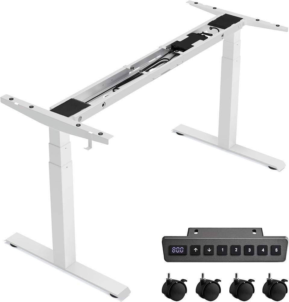 Vasagle Tischgestell, elektrisch höhenverstellbar, Memory-Funktion mit 4 Höhen, 68 x (110-180) x (60-125) cm, Weiß Bild 1