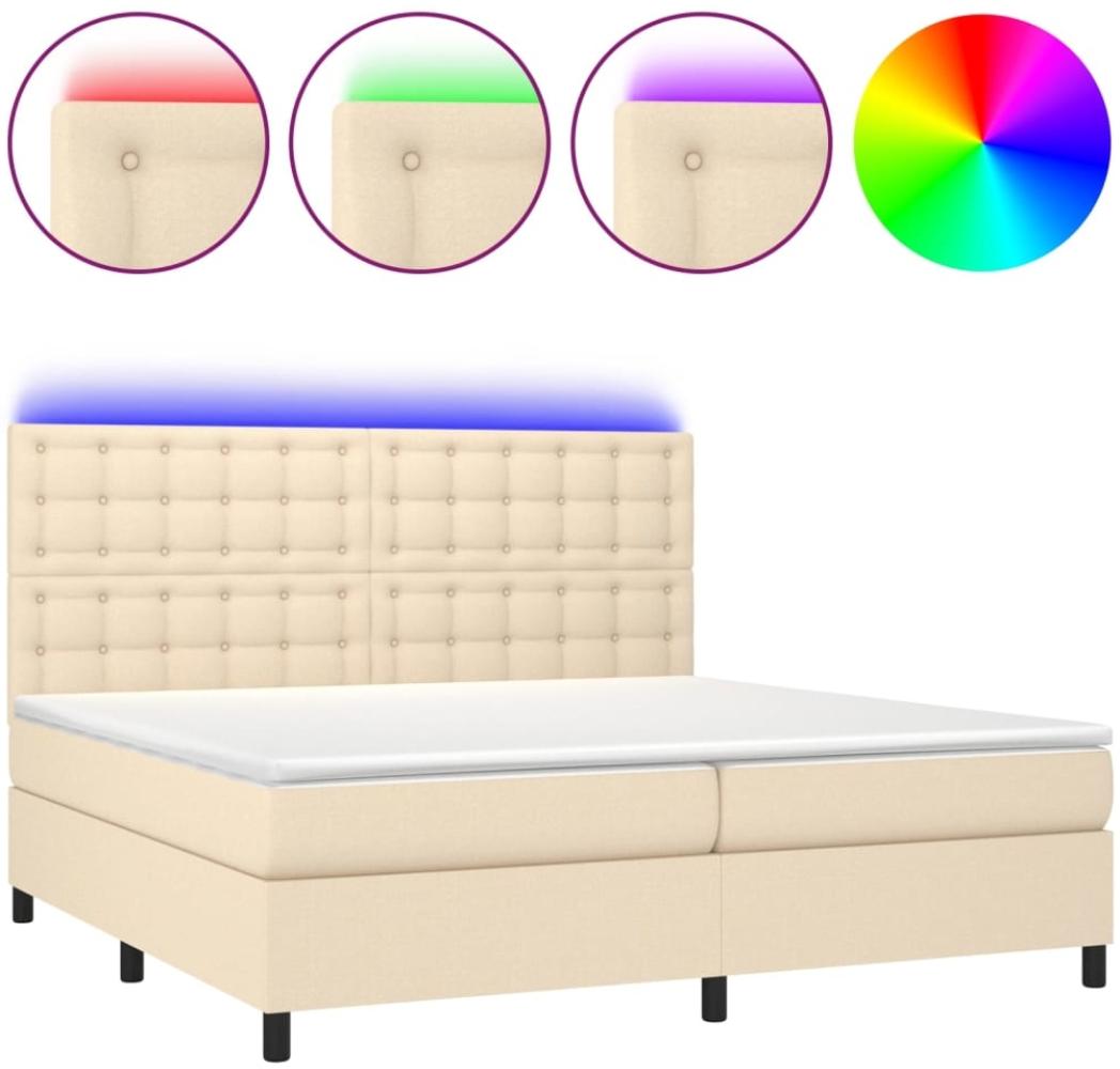 Boxspringbett mit Matratze & LED Stoff Creme 200x200 cm, Härtegrad: H2 [3135226] Bild 1