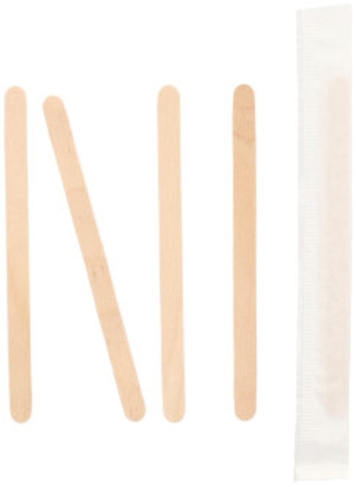 1000 Rührstäbchen, Holz "pure" 9 cm x 6 mm einzeln gehüllt Bild 1