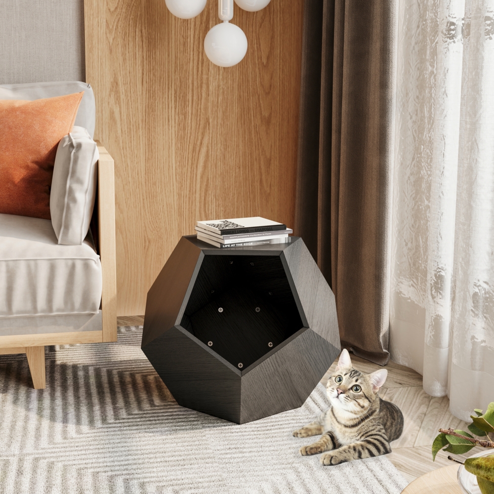66cm Multifunktionaler Katzenmöbel Beistelltisch aus MDF in schwarzbraun,Stilvoll und Praktisch Bild 1
