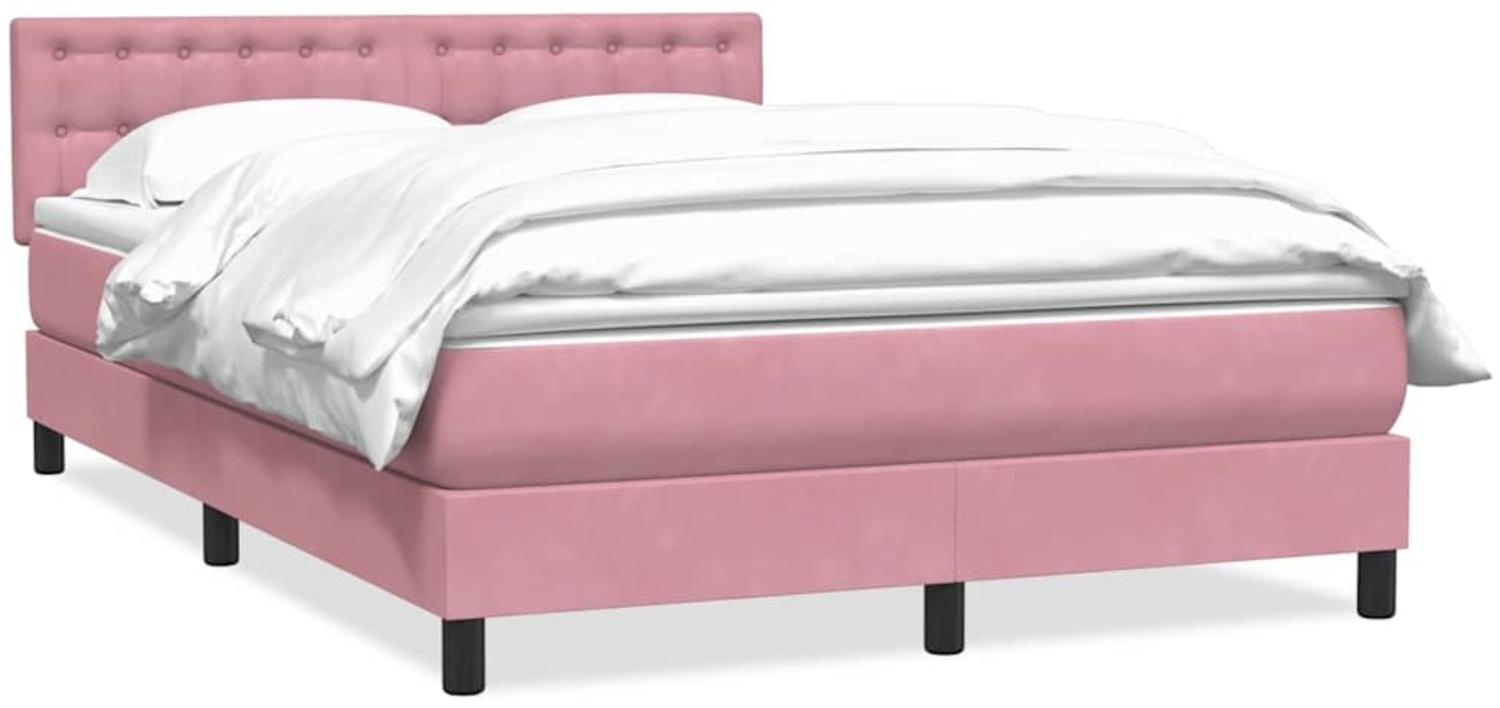 vidaXL Boxspringbett mit Matratze Rosa 140x210 cm Samt 3316598 Bild 1