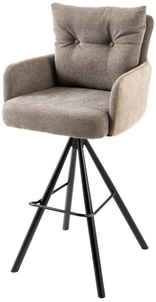 riess-ambiente Barhocker BIG GEORGE taupe / schwarz · Samt · Flachgewebe (Einzelartikel, 1 St), Tresenstuhl · Esszimmer · 360° drehbar · mit Armlehne · Federkern Bild 1