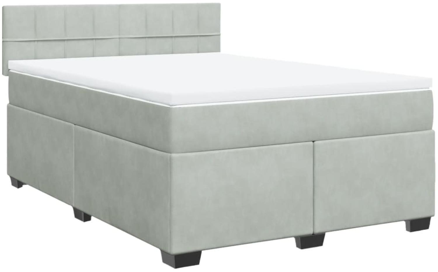 vidaXL Boxspringbett mit Matratze Hellgrau 160x200 cm Samt 3286354 Bild 1